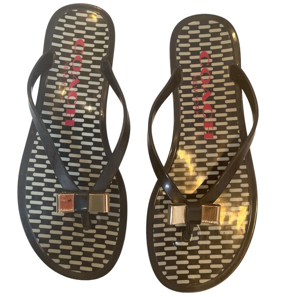 Coach NewYork ‘Landon’ Black Jelly Flip Flops - 6B Perfect for Spring Break!